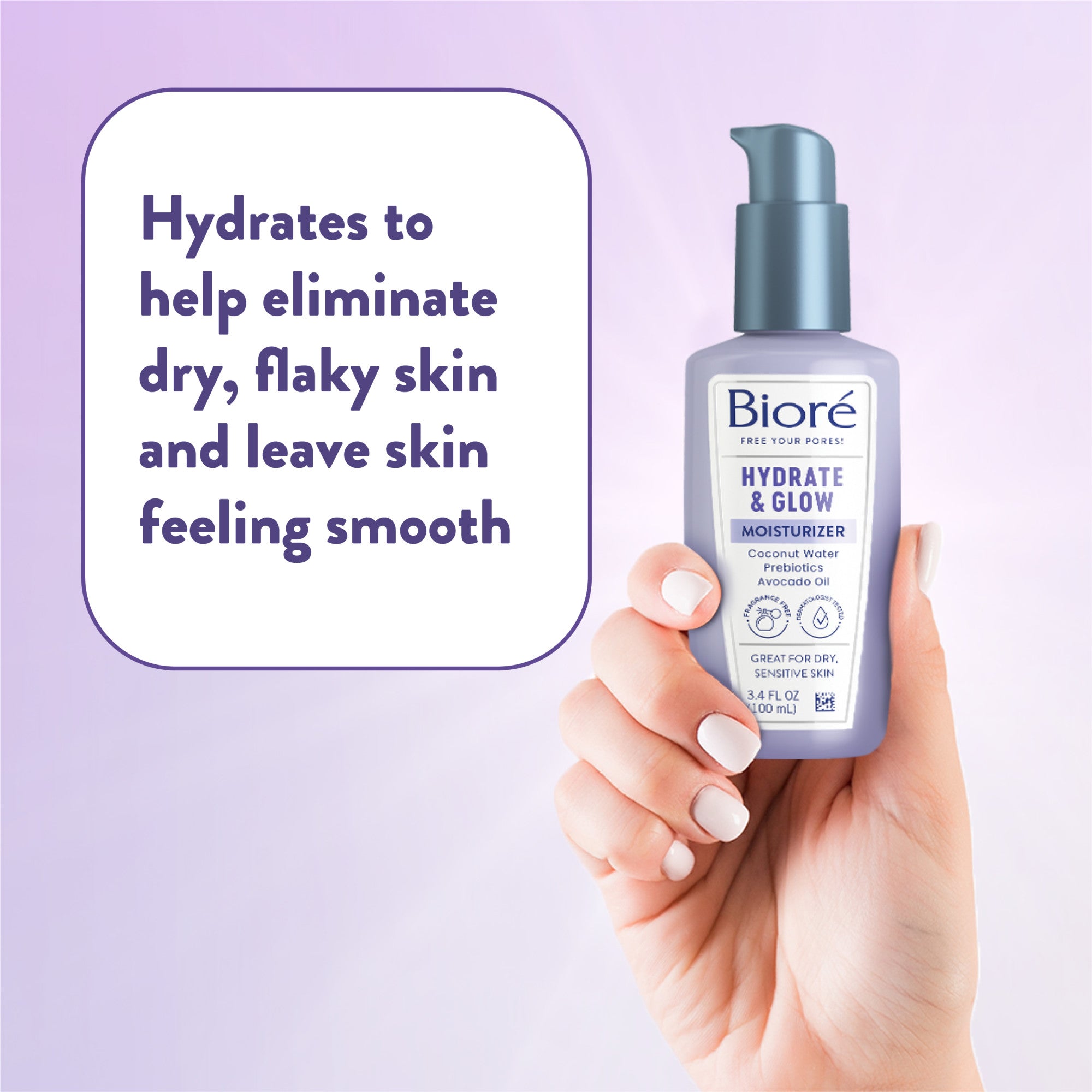 Hydrates to help eliminate dry, flaky skin and leave skin feeling smooth.