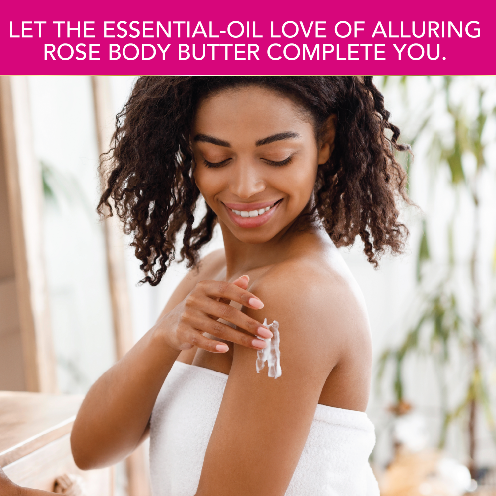 Let the essential-oil love of alluring rose body butter complete you.